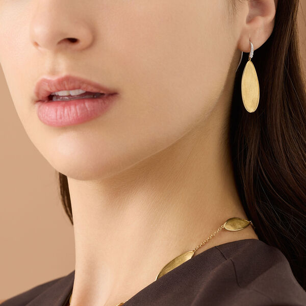 Lunaria Twist Yellow Gold and Diamond Drop Earrings